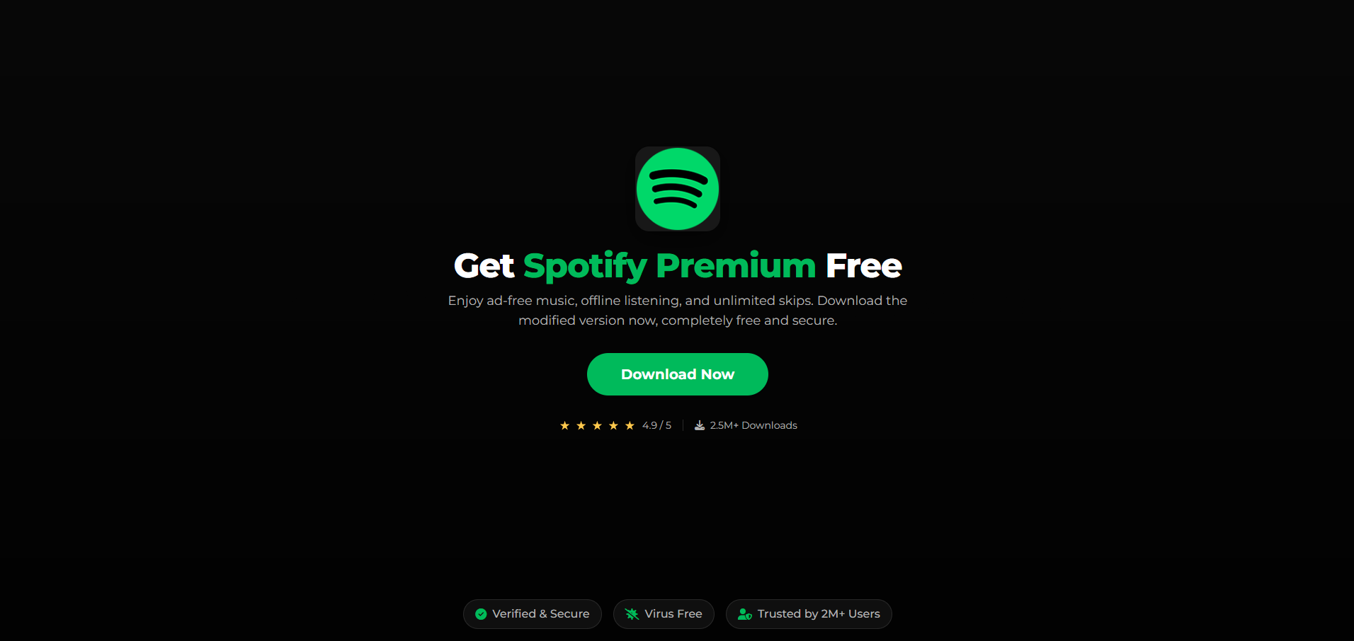 SpotyMod ad-free music player interface.